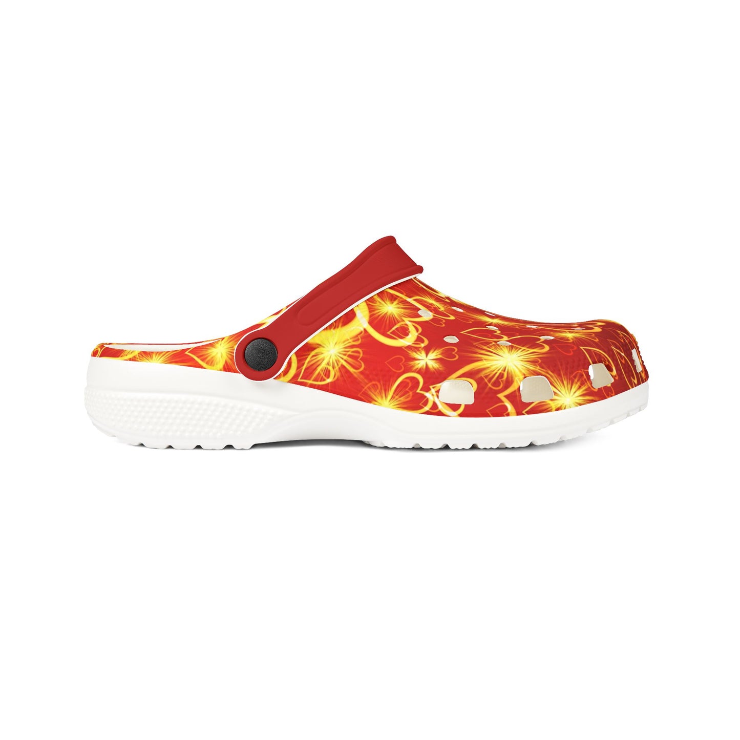 Golden Hearts Red Foam Clogs Comfortable Lightweight Casual Shoes