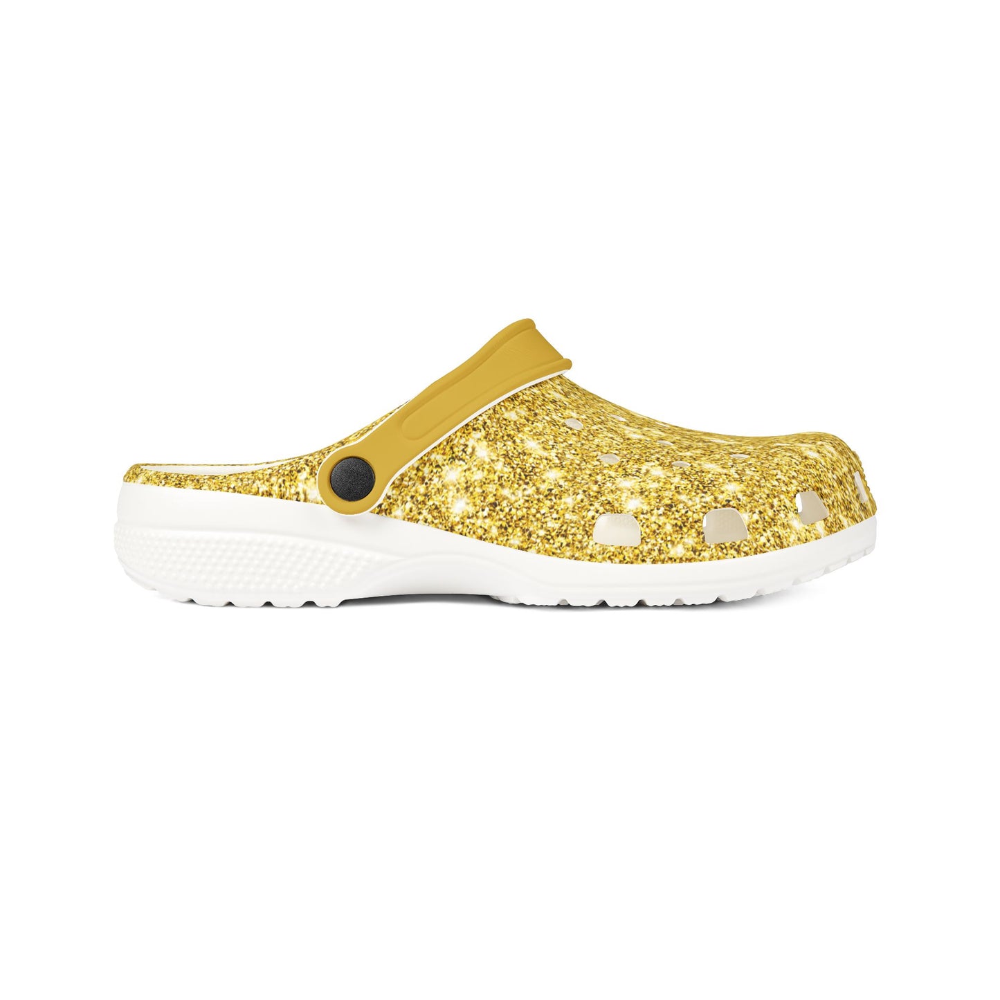Gold White Sparkles Foam Rubber Clogs Comfortable Stylish Shoes