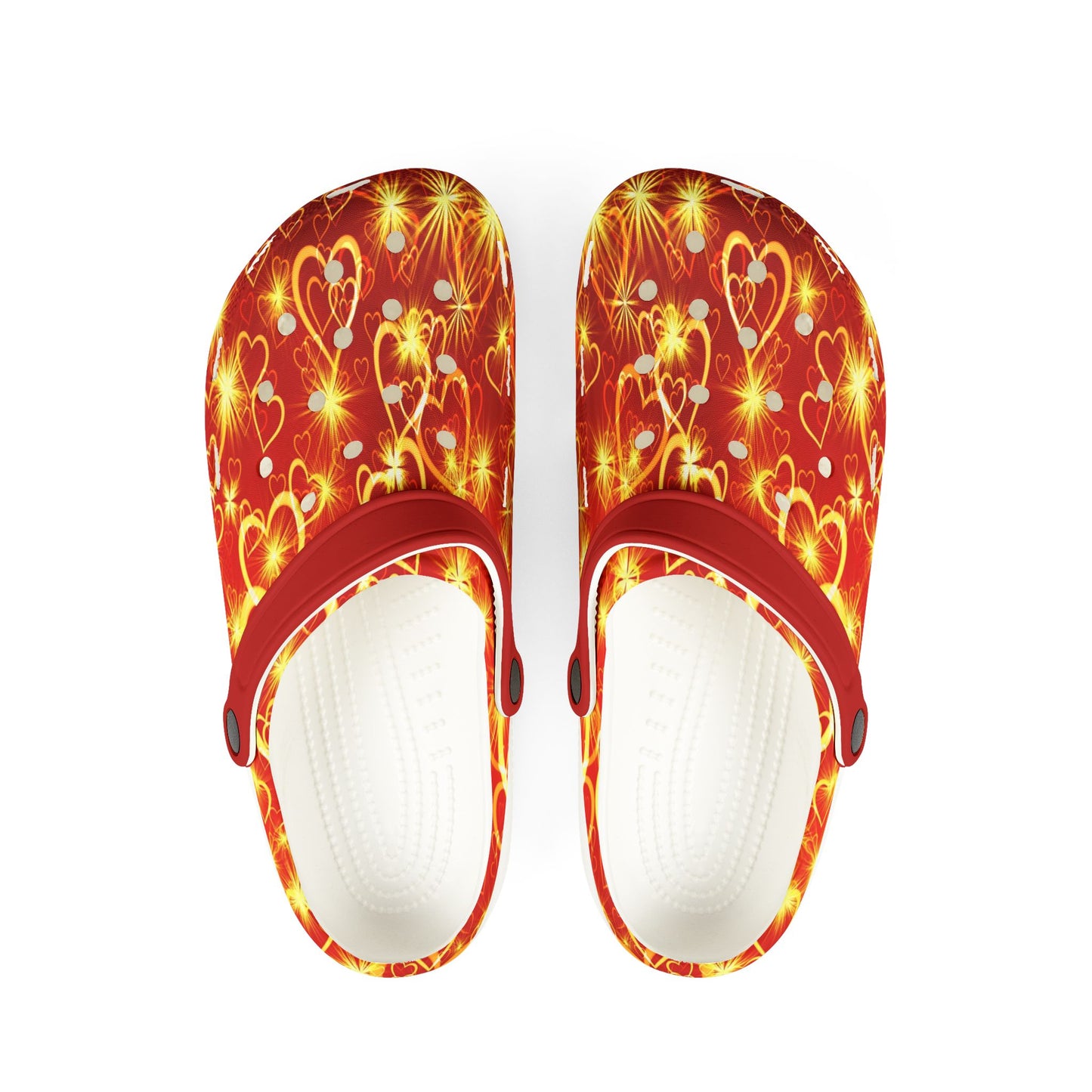 Golden Hearts Red Foam Clogs Comfortable Lightweight Casual Shoes