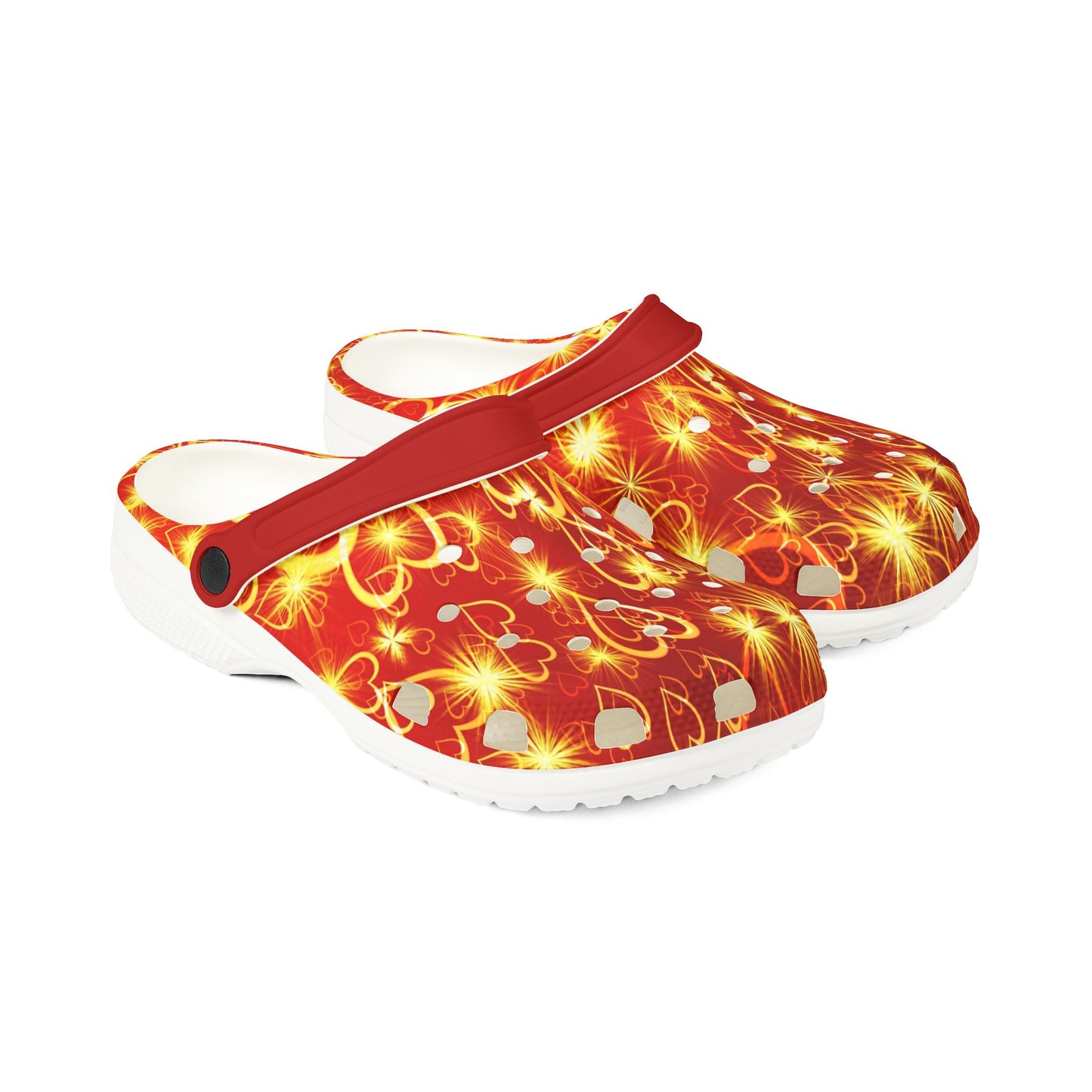 Golden Hearts Red Foam Clogs Comfortable Lightweight Casual Shoes