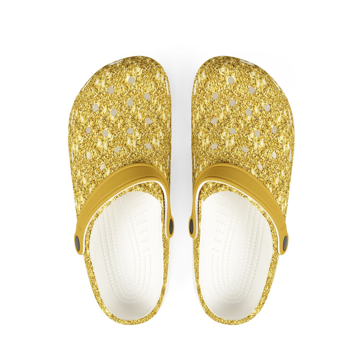 Gold White Sparkles Foam Rubber Clogs Comfortable Stylish Shoes