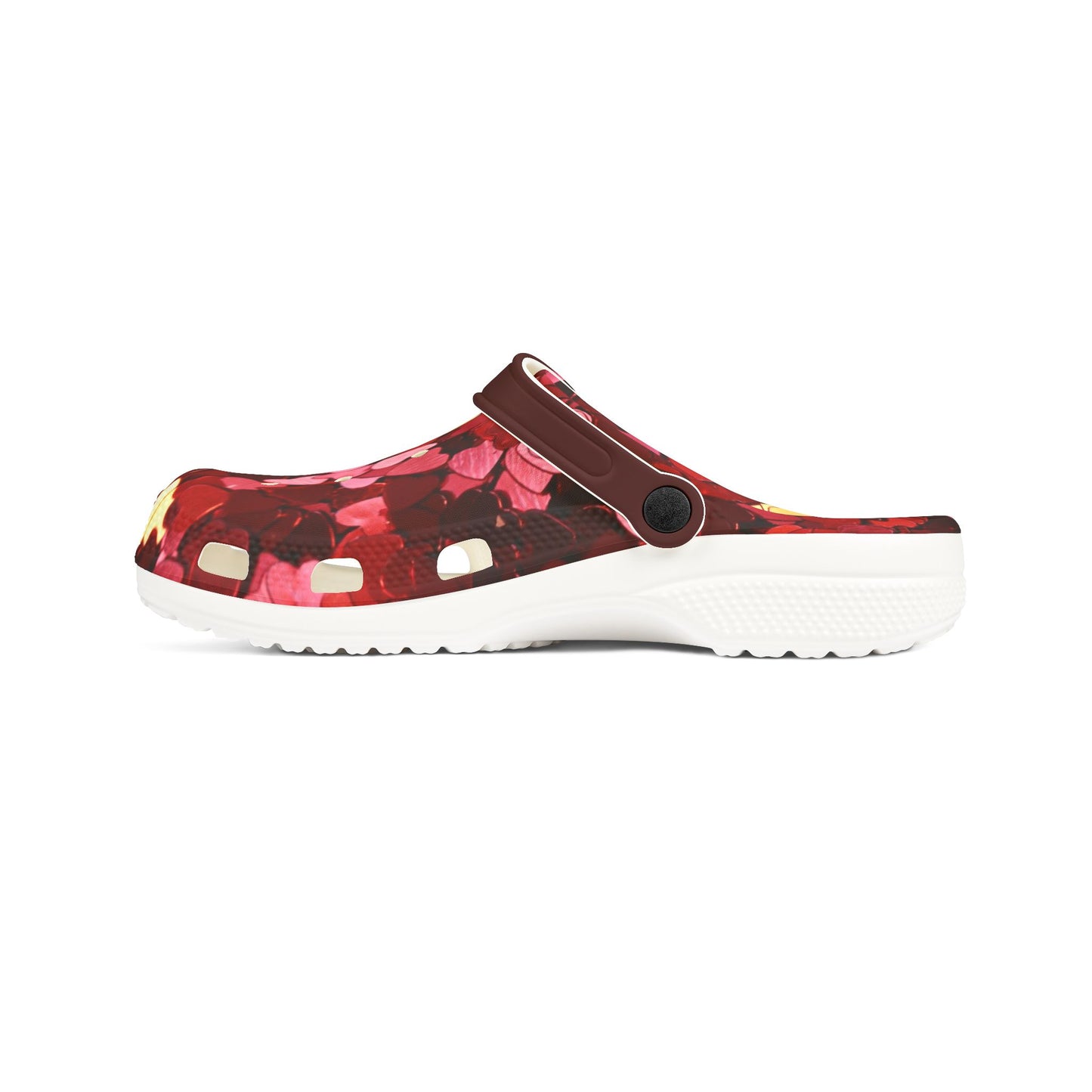 Bright and Dark Pink Heart Pattern Foam Clogs for Comfort Style