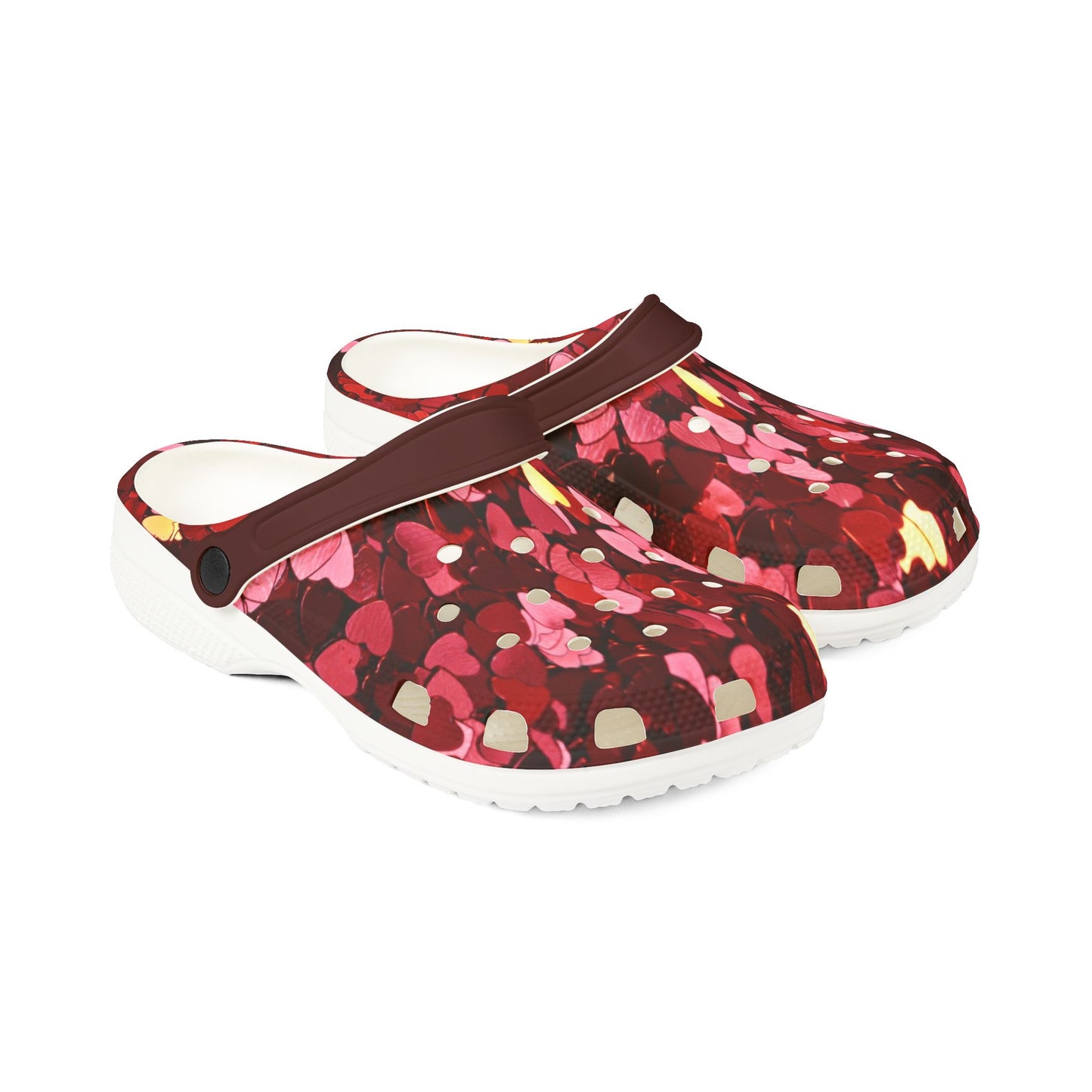 Bright and Dark Pink Heart Pattern Foam Clogs for Comfort Style