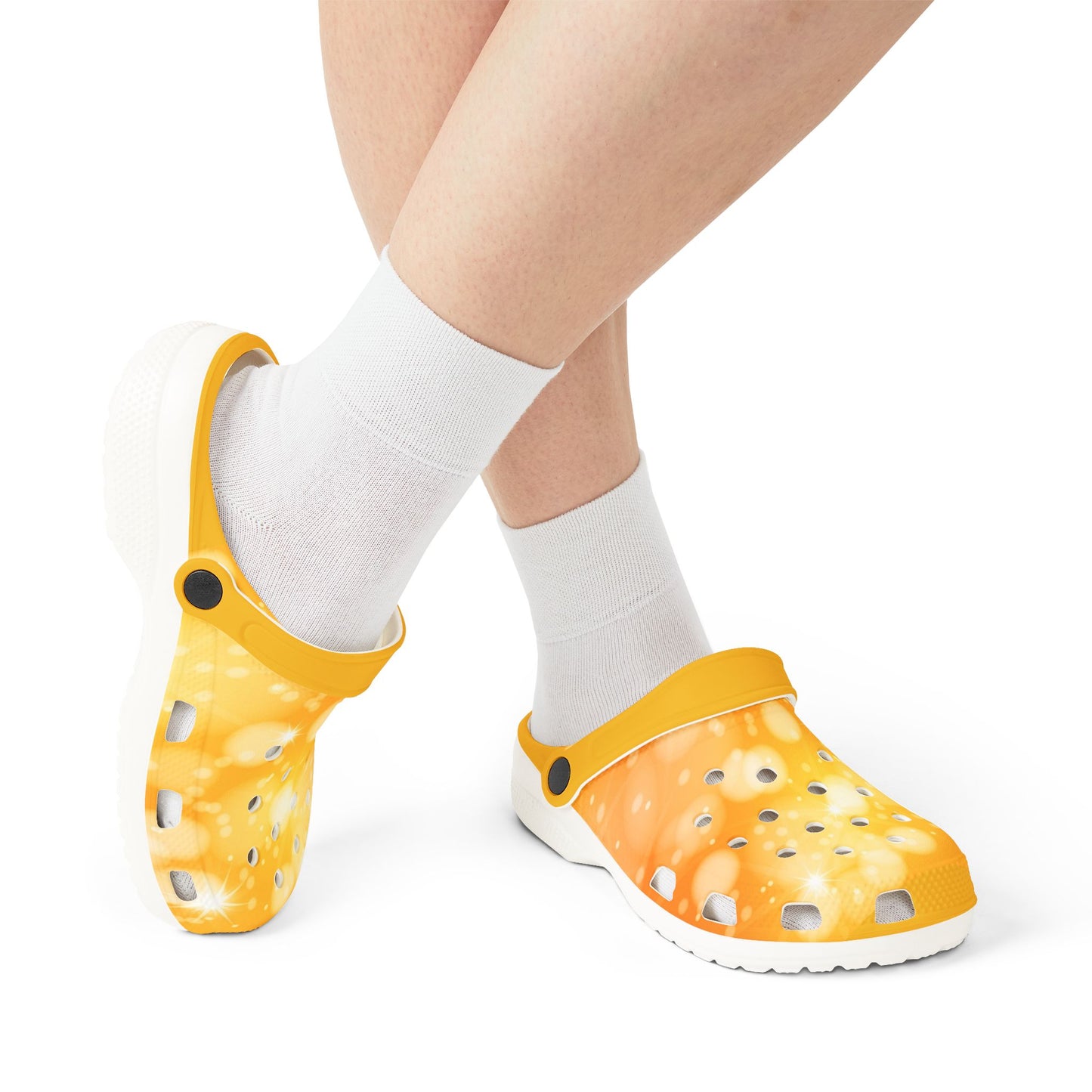 Golden Glow Bokeh Rubber Beach Clogs Waterproof & Non-Slip