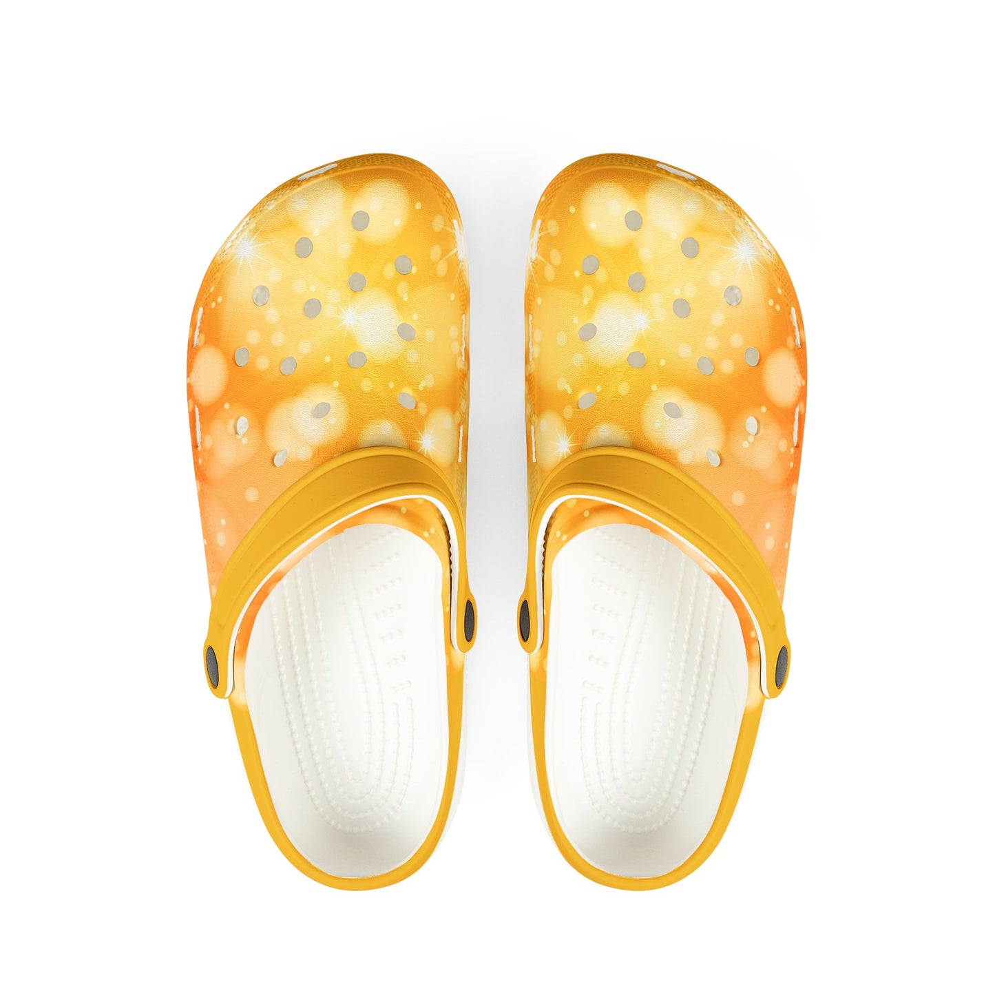 Golden Glow Bokeh Rubber Beach Clogs Waterproof & Non-Slip