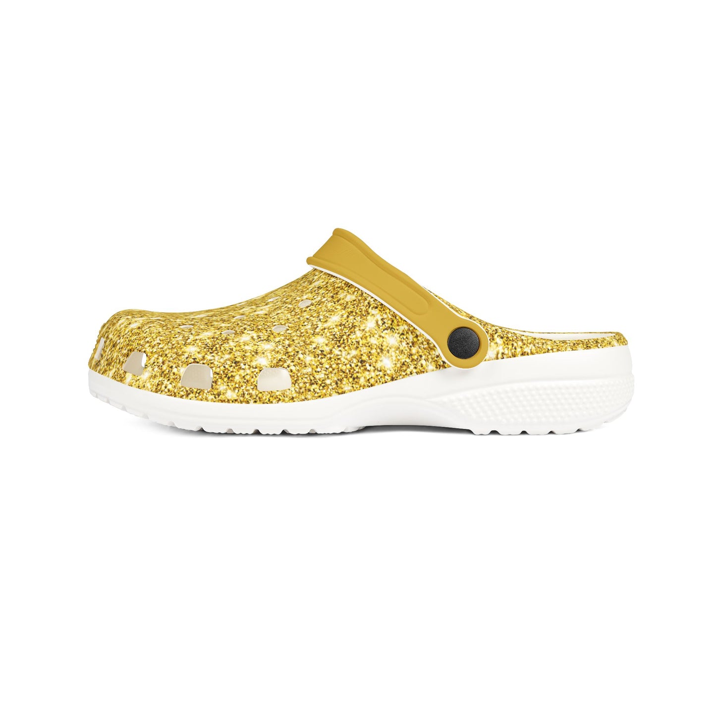 Gold White Sparkles Foam Rubber Clogs Comfortable Stylish Shoes