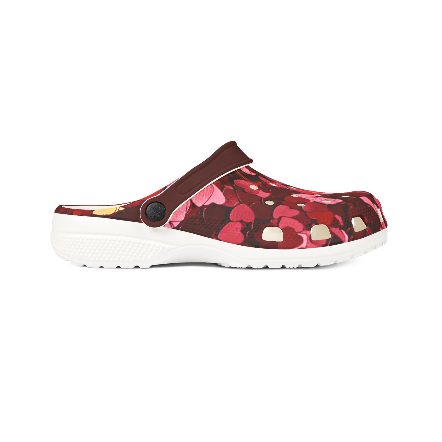Bright and Dark Pink Heart Pattern Foam Clogs for Comfort Style