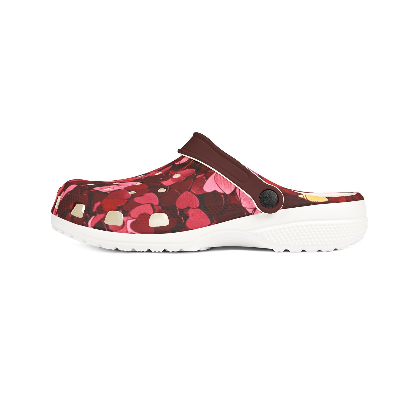 Bright and Dark Pink Heart Pattern Foam Clogs for Comfort Style