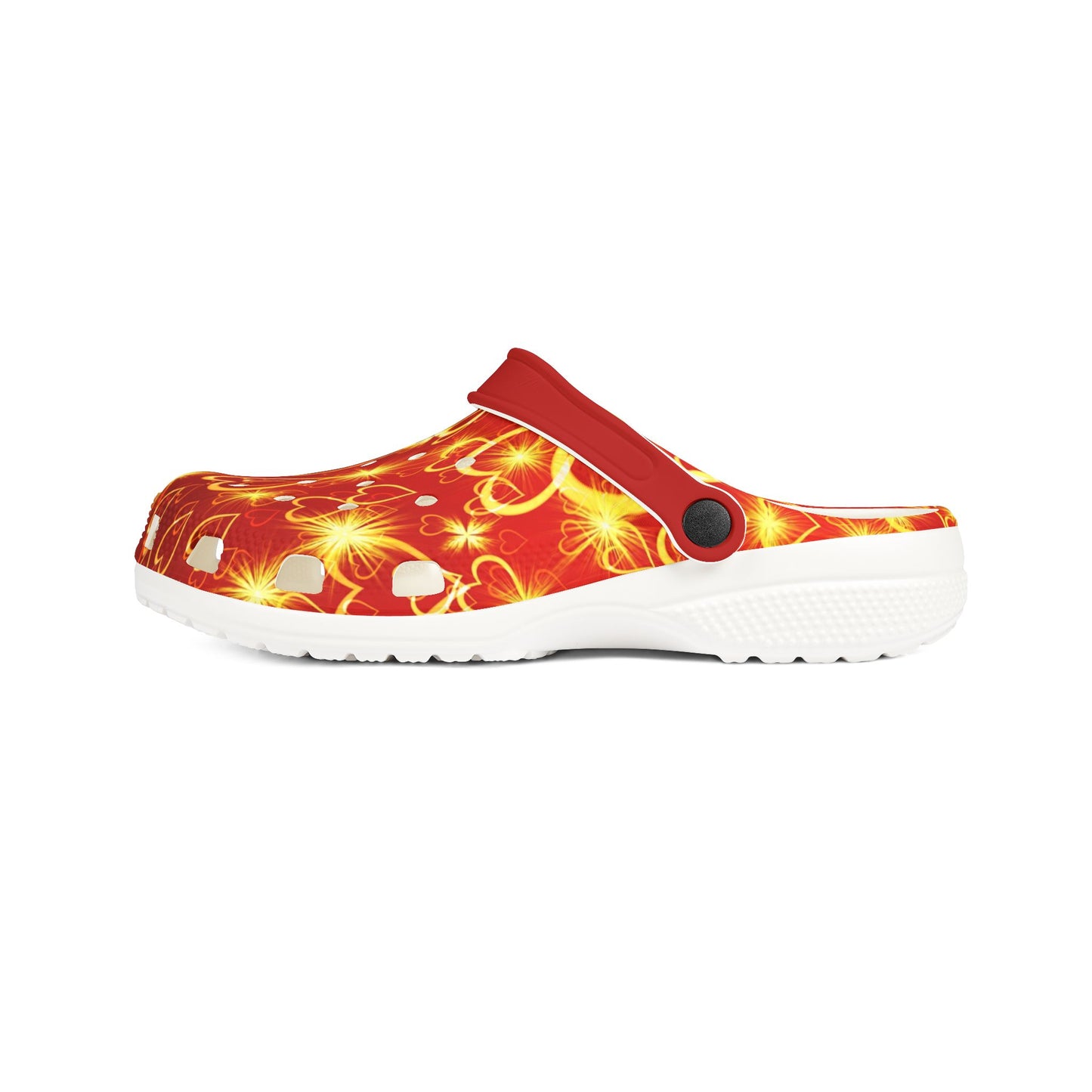Golden Hearts Red Foam Clogs Comfortable Lightweight Casual Shoes