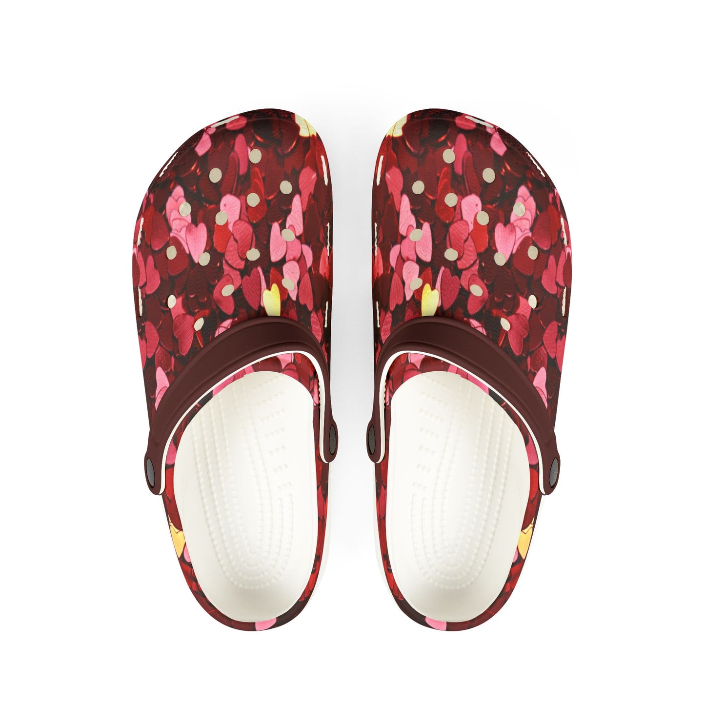 Bright and Dark Pink Heart Pattern Foam Clogs for Comfort Style