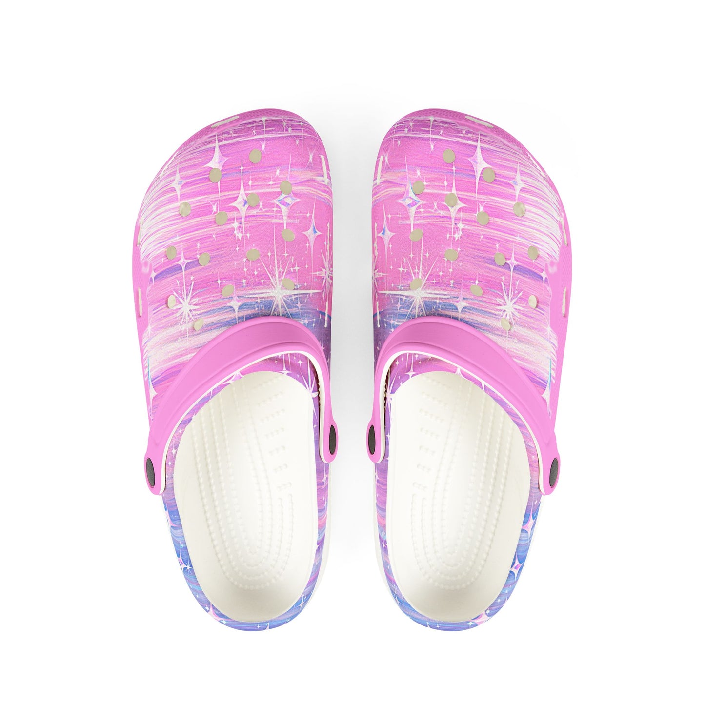 Pink Starry Nights Foam Clogs Comfortable Rubber Shoes Women