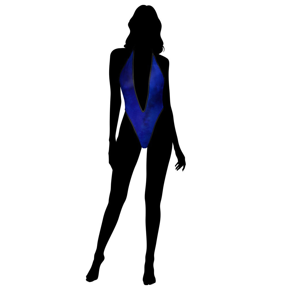 Dark Slate Blue One Piece Swimsuit with Double Strap Design