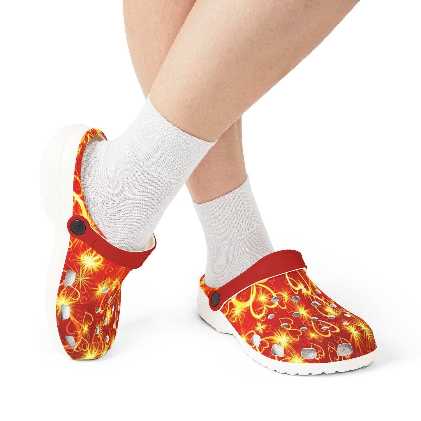 Golden Hearts Red Foam Clogs Comfortable Lightweight Casual Shoes