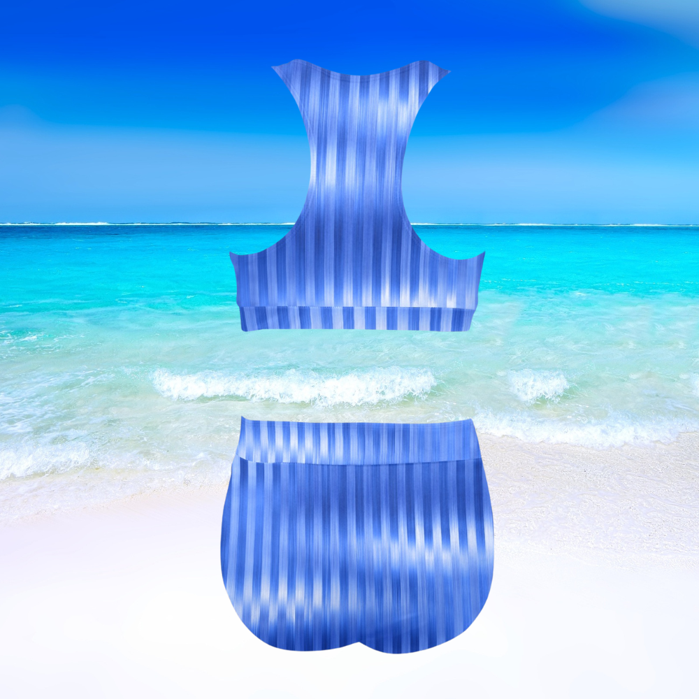 Light Blue Striped Bikini Set Stylish Comfortable Swimwear