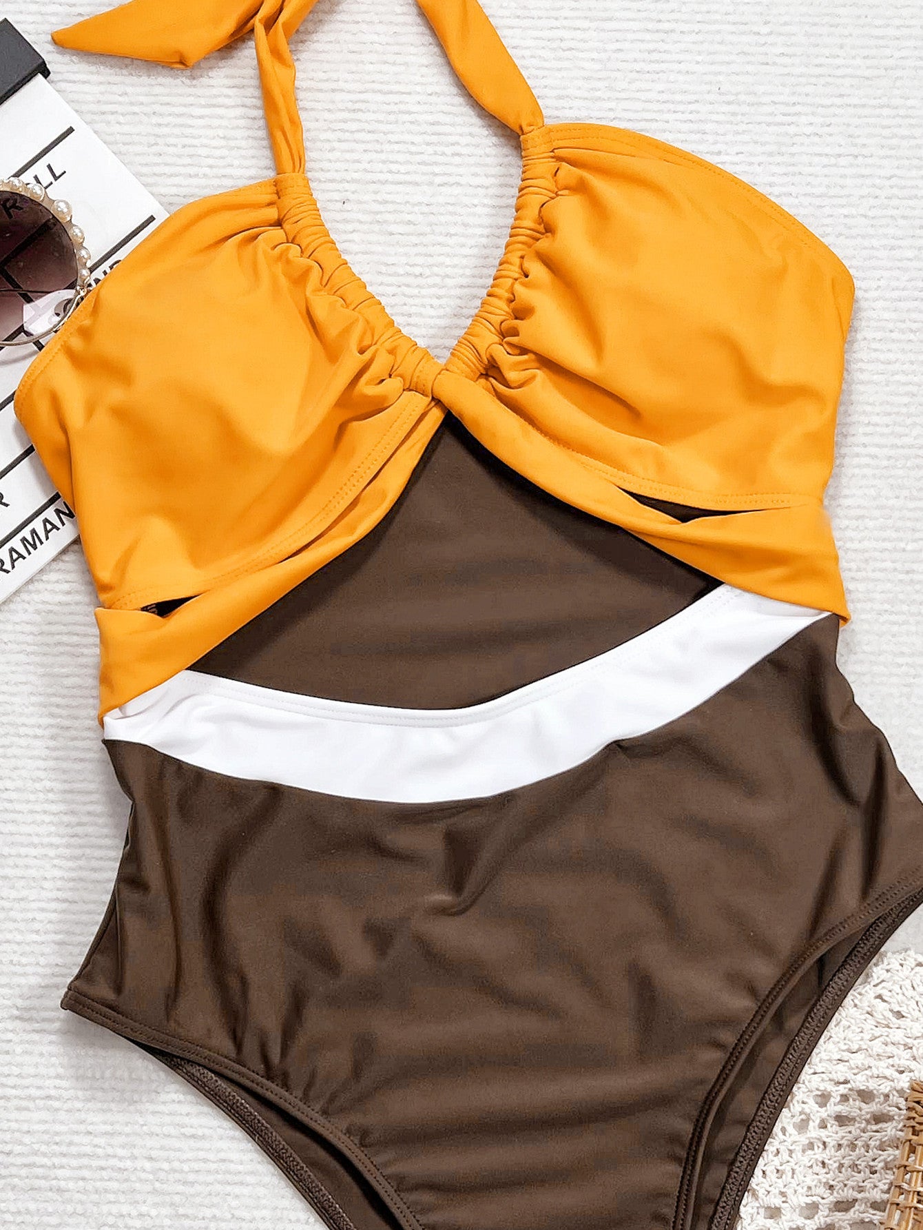 Stitching Halter Split Swimsuit Women's Beach Bikini Set