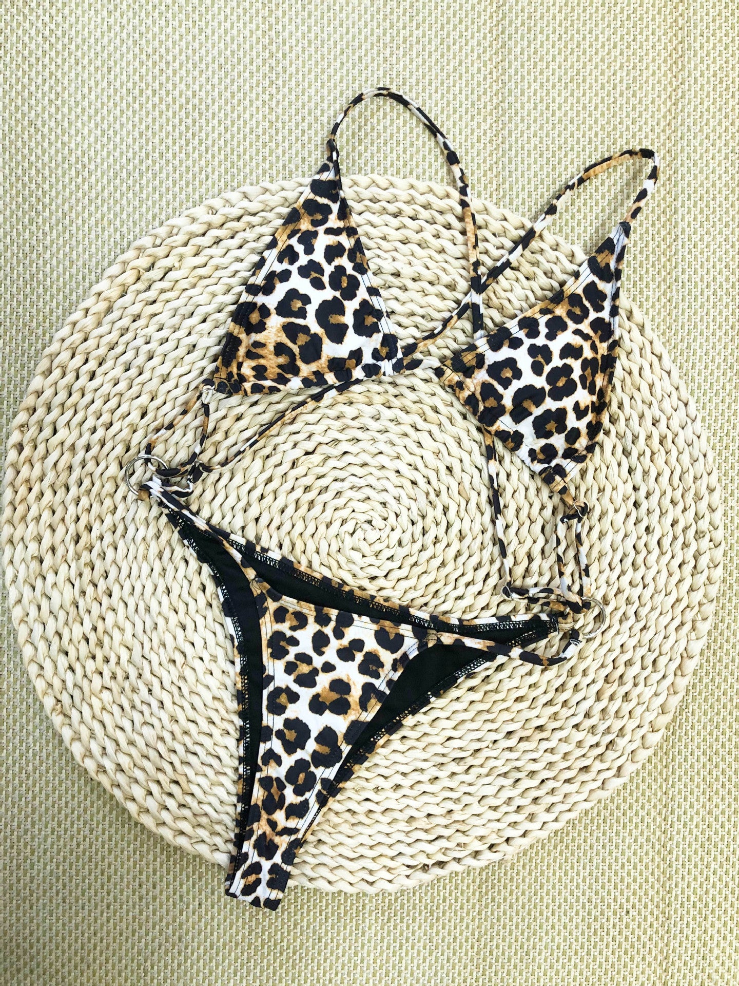 Leopard Print Halter Backless One Piece Swimsuit for Women