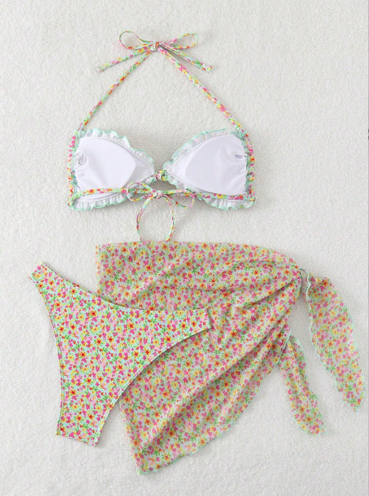 Women's Three Piece Split Swimsuit Bikini Set for Summer Beach