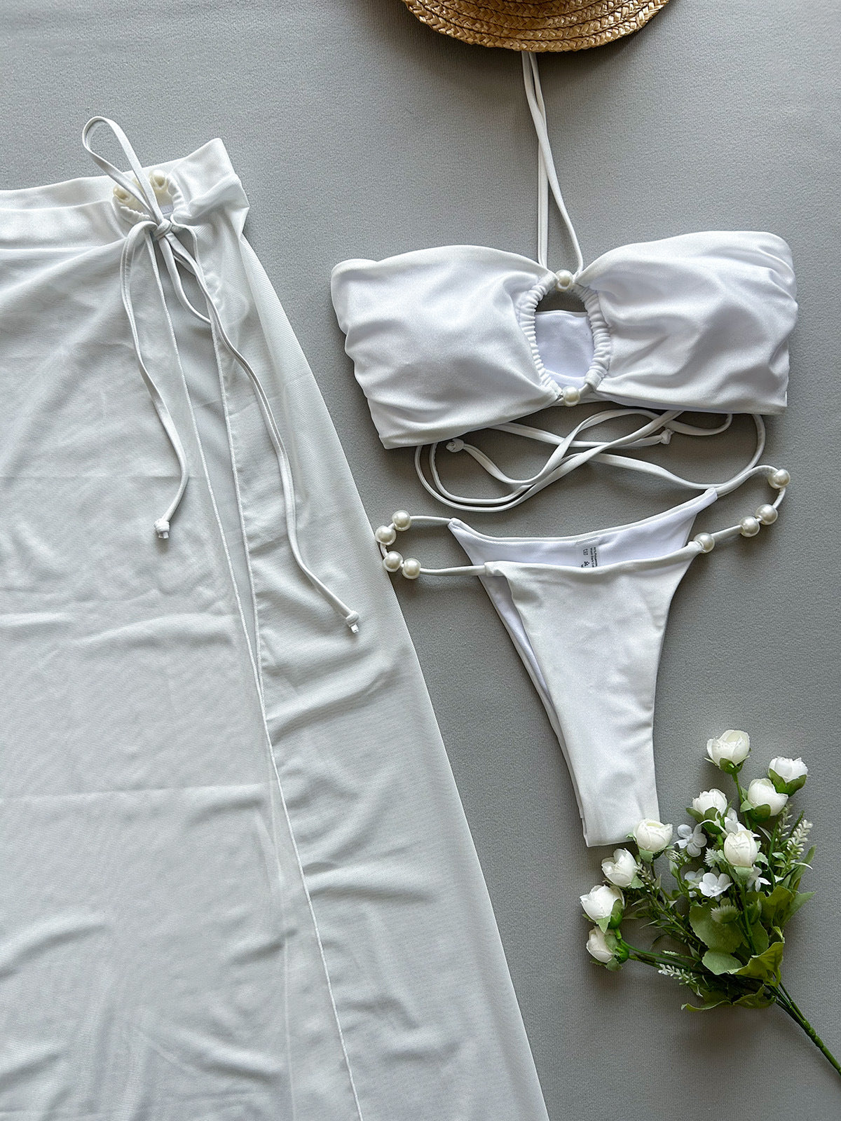 Women's Three Piece Split Bikini Swimsuit Set for Summer Beach