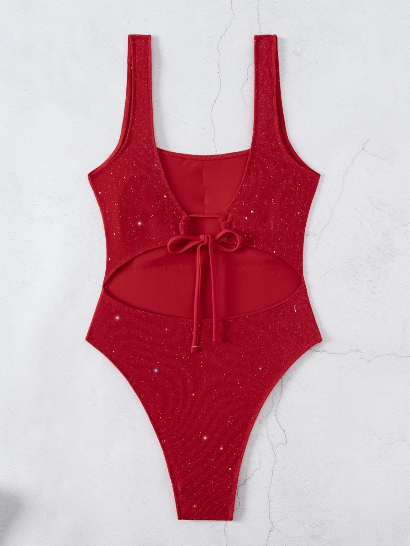 Women's Solid Color Sparkle One Piece Bikini Swimsuit