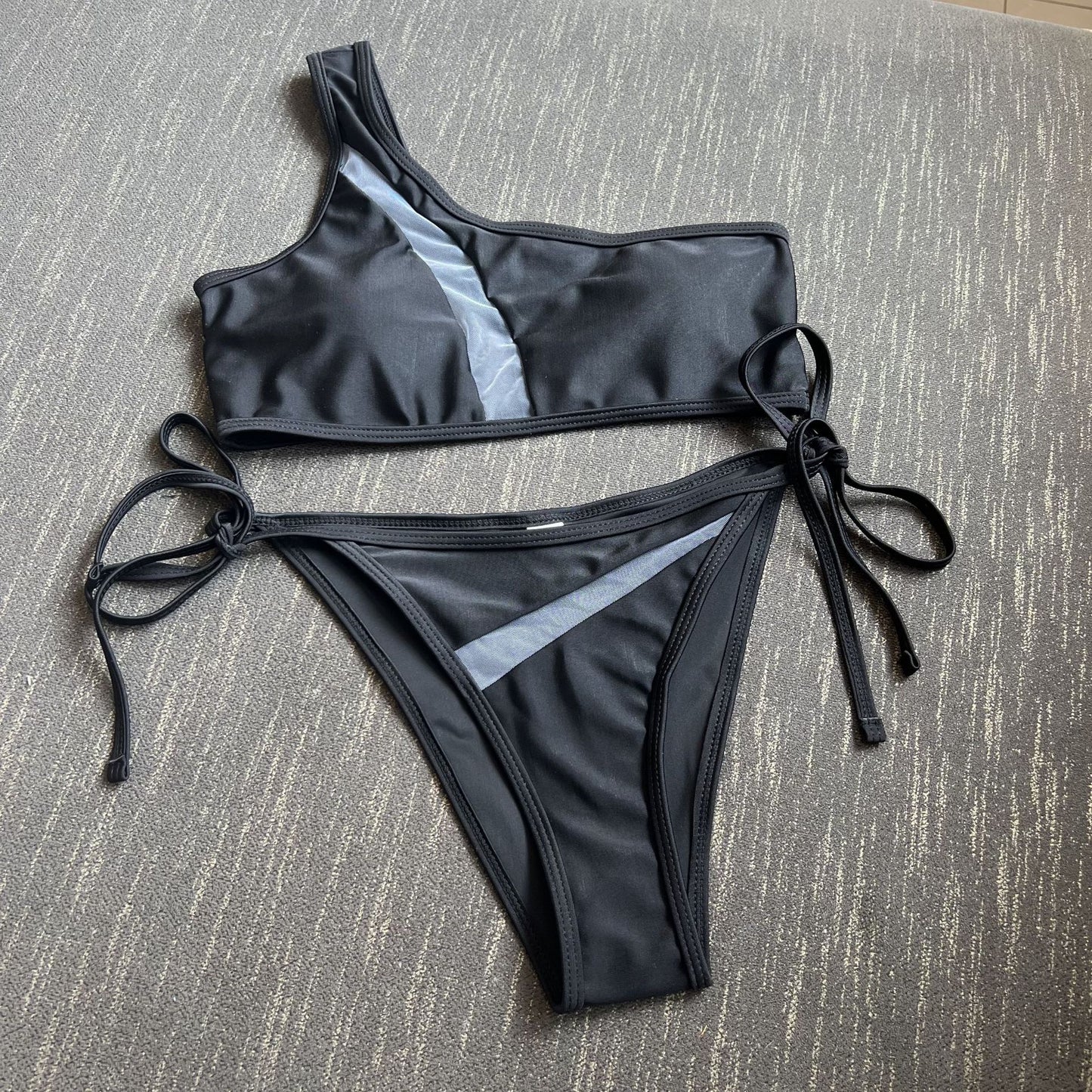Hollow Out Spliced Cutout Split Bikini Swimsuit Swimwear Set