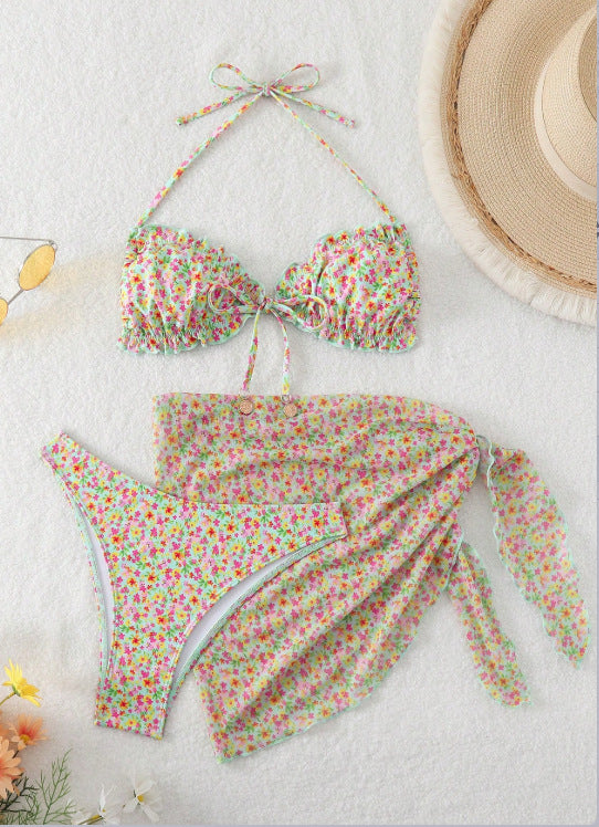 Women's Three Piece Split Swimsuit Bikini Set for Summer Beach