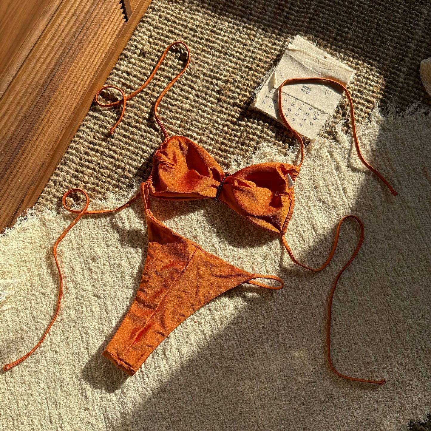 Solid Color Halter Bikini Set Light Nylon Women Beach Swimsuit