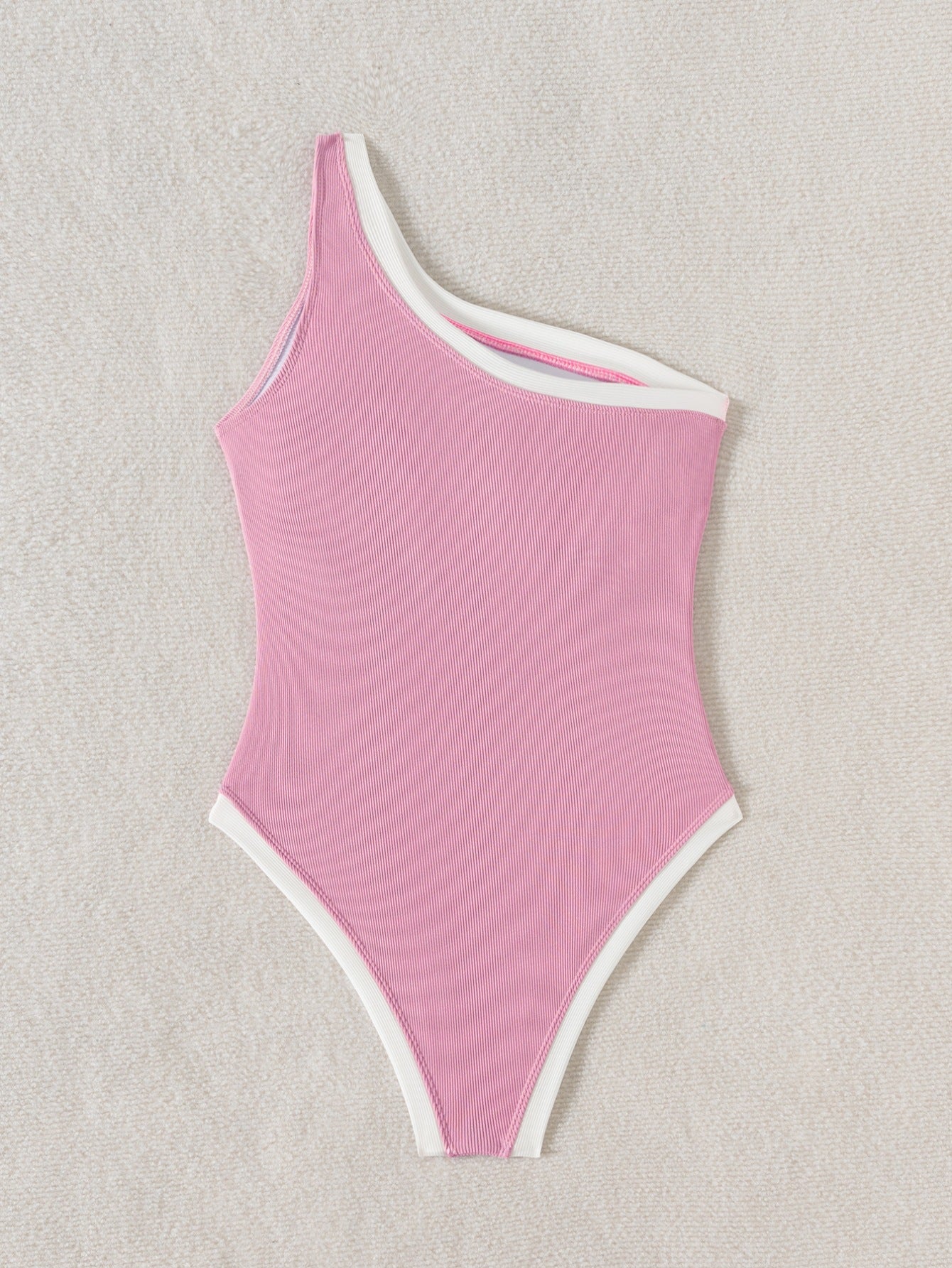 Solid Color One Shoulder One Piece Swimsuit for Women