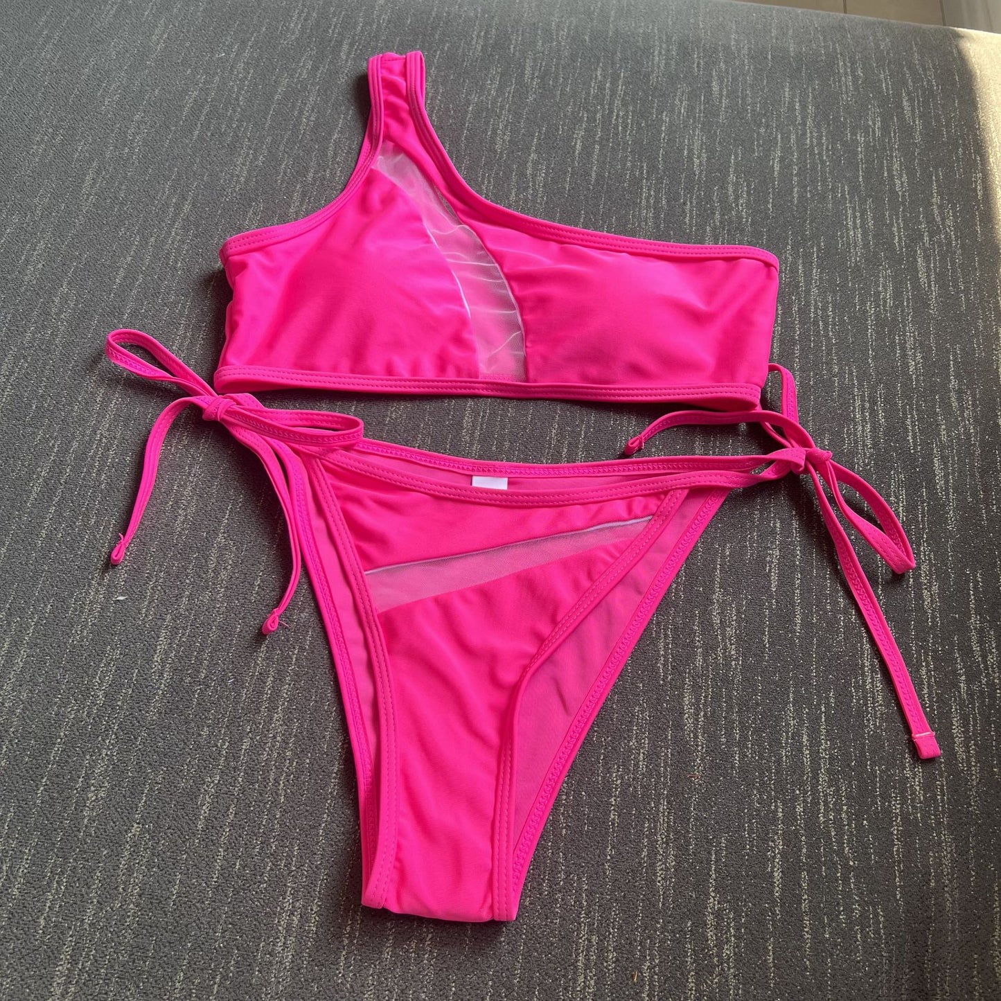 Hollow Out Spliced Cutout Split Bikini Swimsuit Swimwear Set