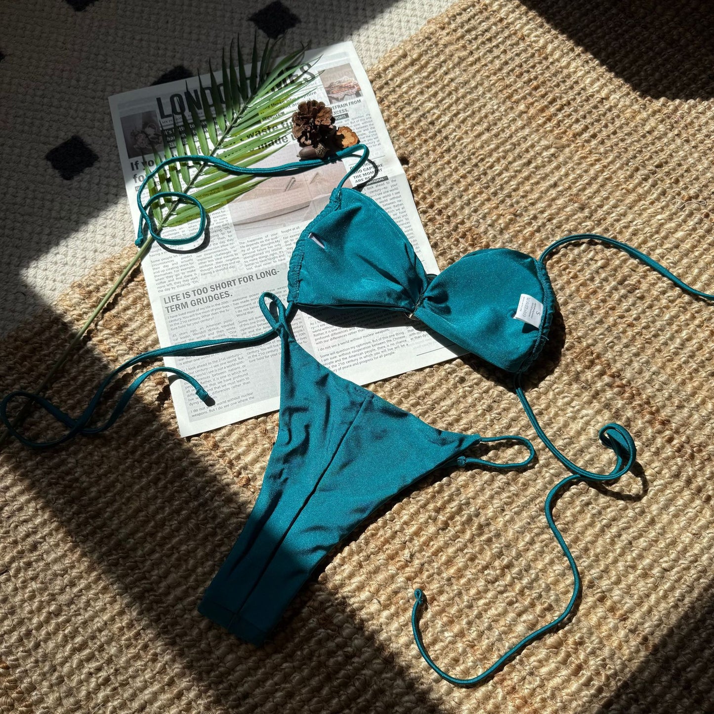 Solid Color Halter Bikini Set Light Nylon Women Beach Swimsuit