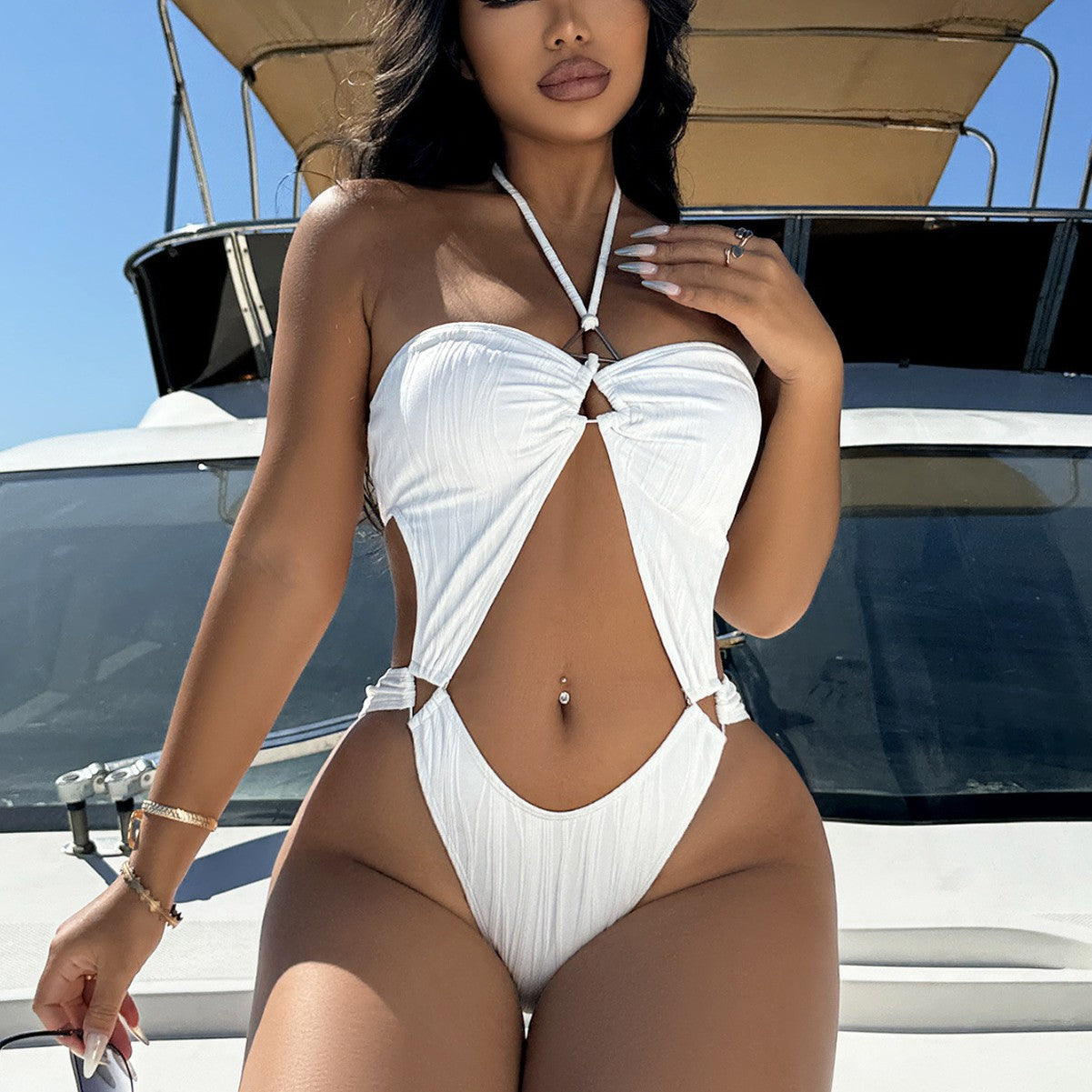 Women Hollow Out Cutout One Piece Swimsuit Swimwear