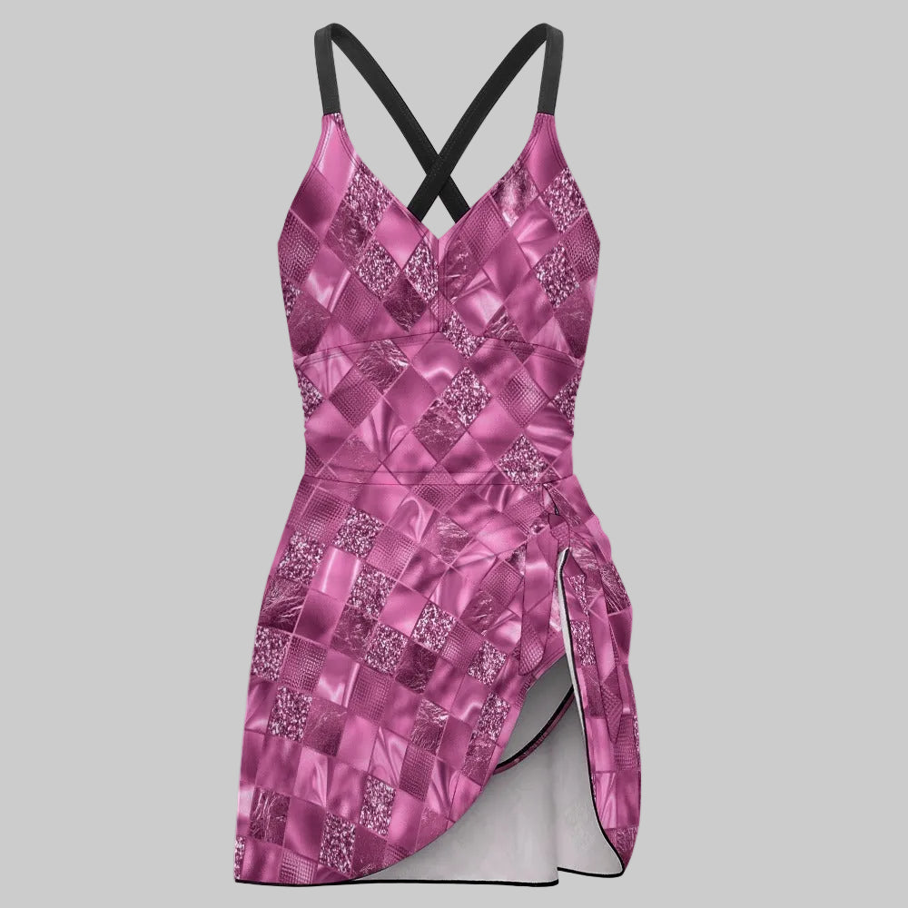 Luxury Amethyst Shaping Skirt Swimsuit with Adjustable Tie Hem