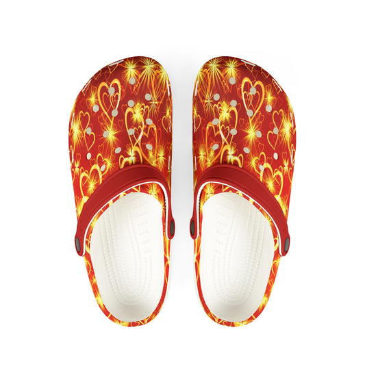 Golden Hearts Red Foam Clogs Comfortable Lightweight Casual Shoes