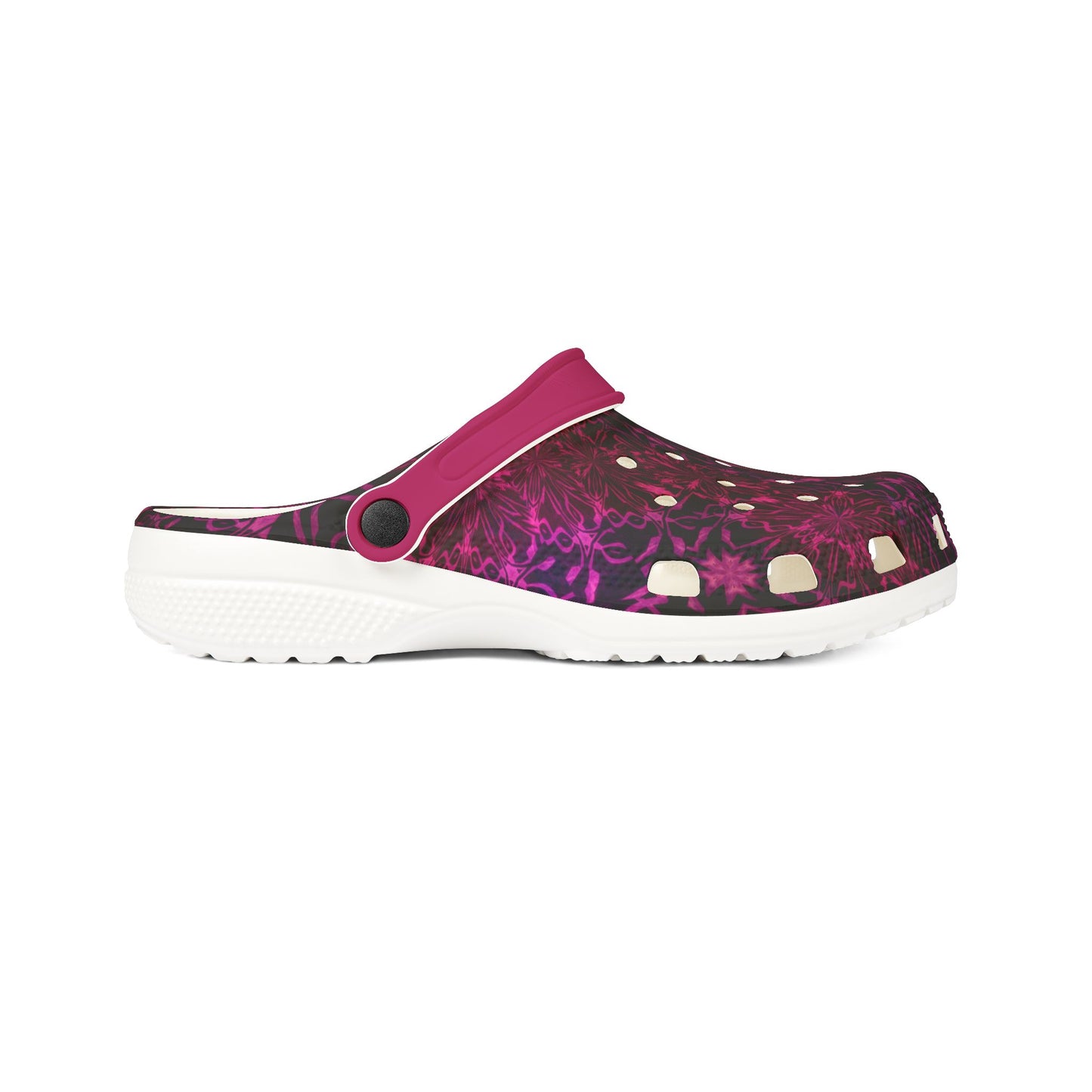 Vibrant Dark and Light Pink Floral Foam Rubber Clogs for Comfort