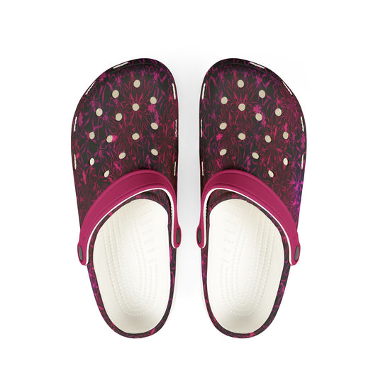 Vibrant Dark and Light Pink Floral Foam Rubber Clogs for Comfort