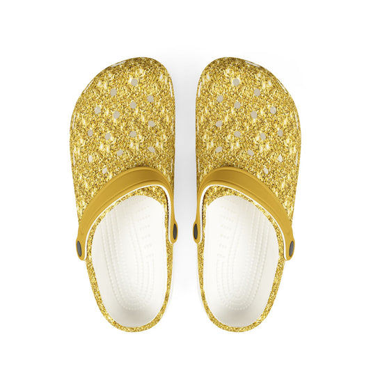 Gold White Sparkles Foam Rubber Clogs Comfortable Stylish Shoes