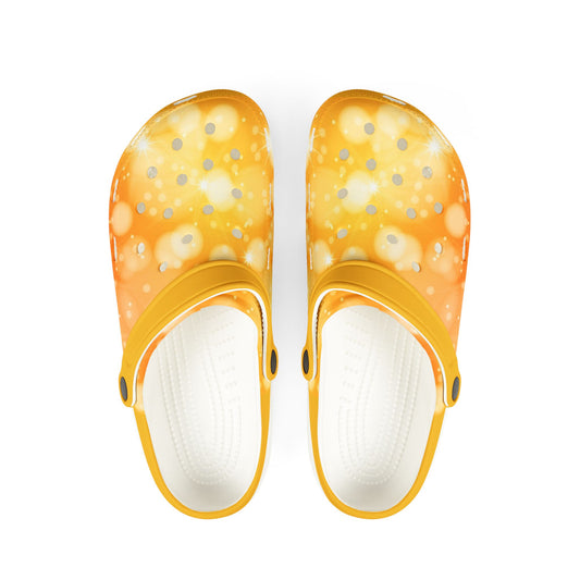 Golden Glow Bokeh Rubber Beach Clogs Waterproof & Non-Slip