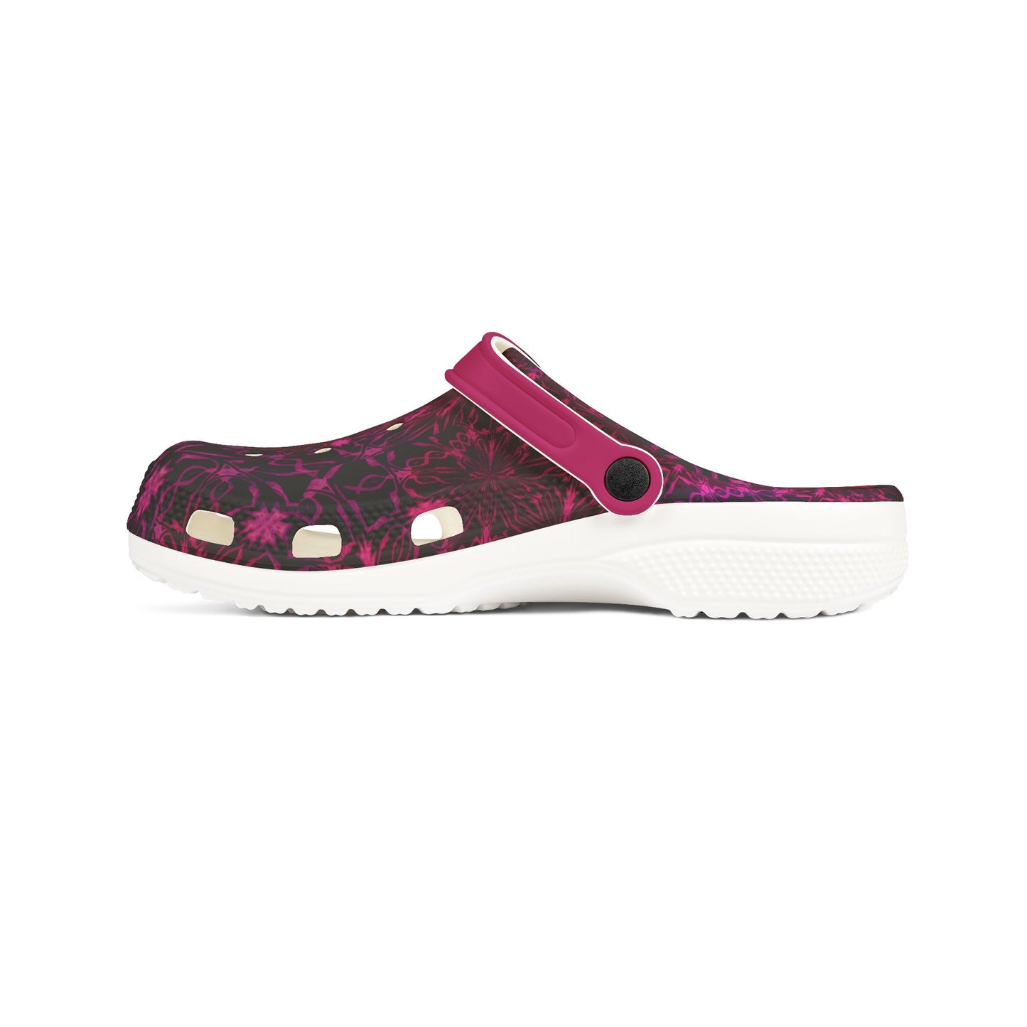 Vibrant Dark and Light Pink Floral Foam Rubber Clogs for Comfort