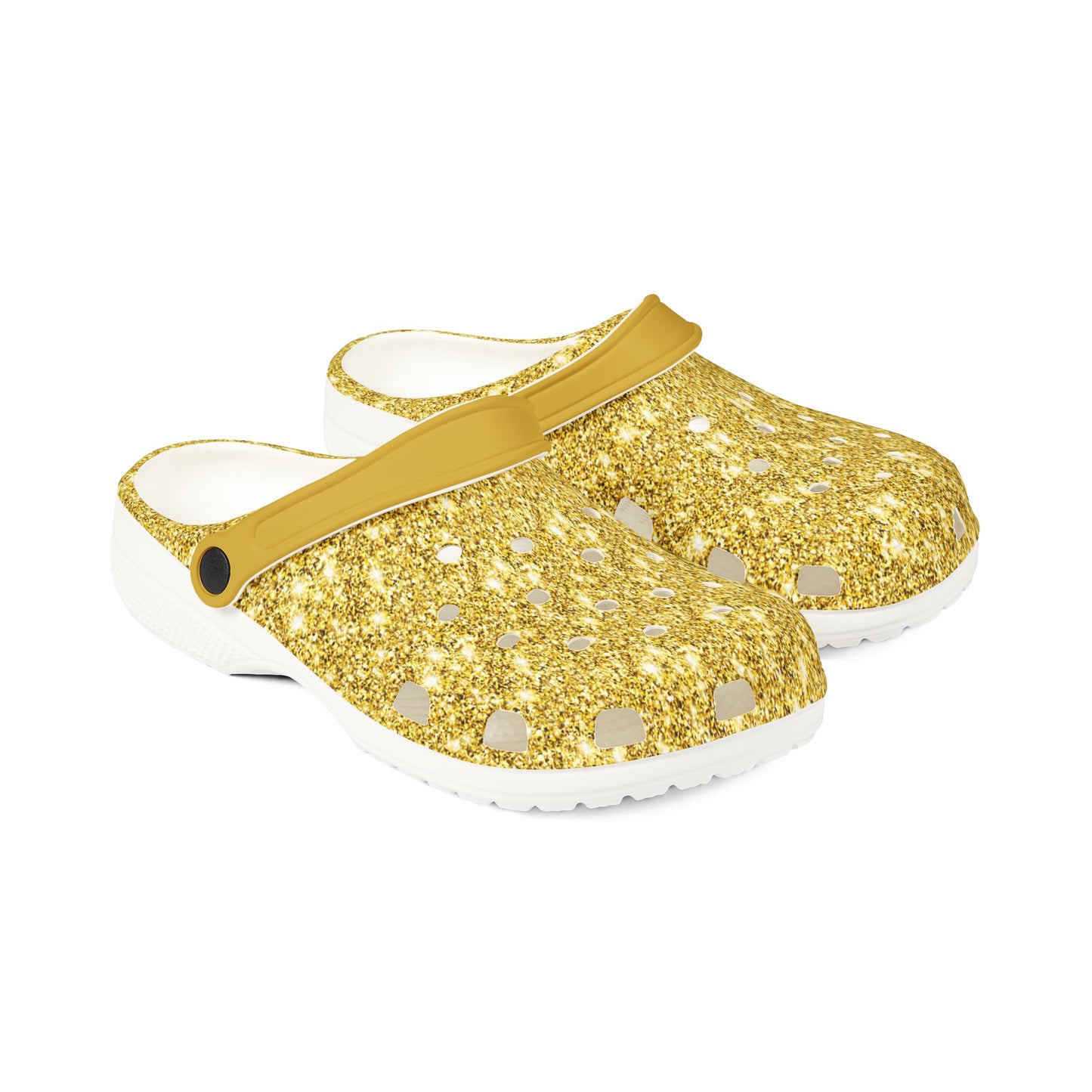 Gold White Sparkles Foam Rubber Clogs Comfortable Stylish Shoes
