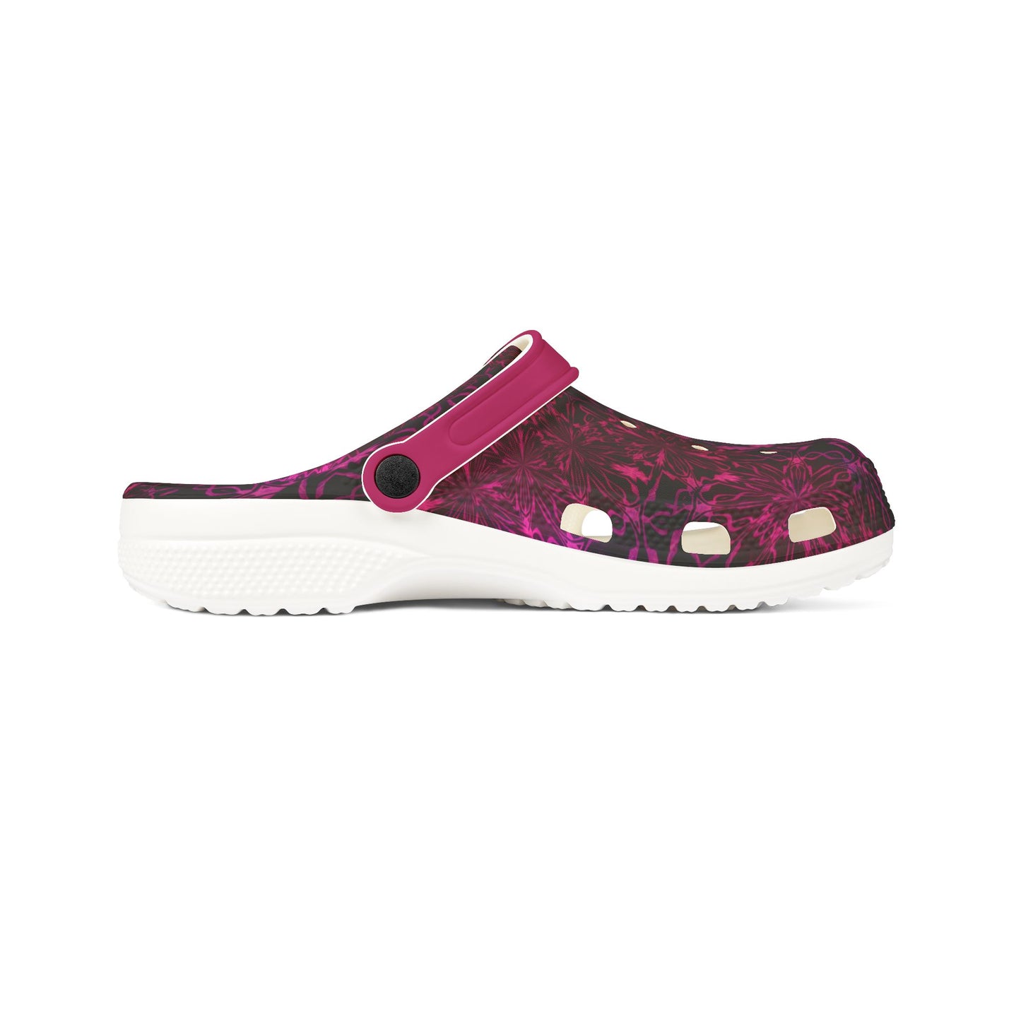 Vibrant Dark and Light Pink Floral Foam Rubber Clogs for Comfort