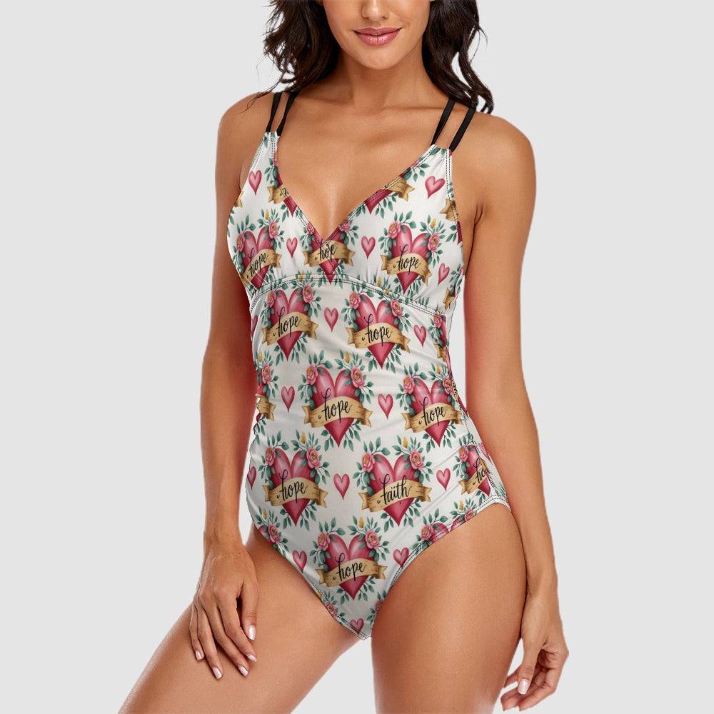 Faith Hope Heart One-Piece Swimwear