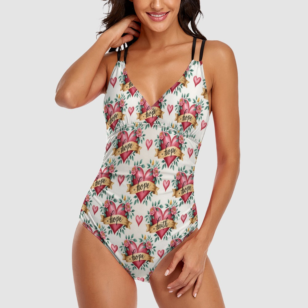 Faith Hope Heart One-Piece Swimwear