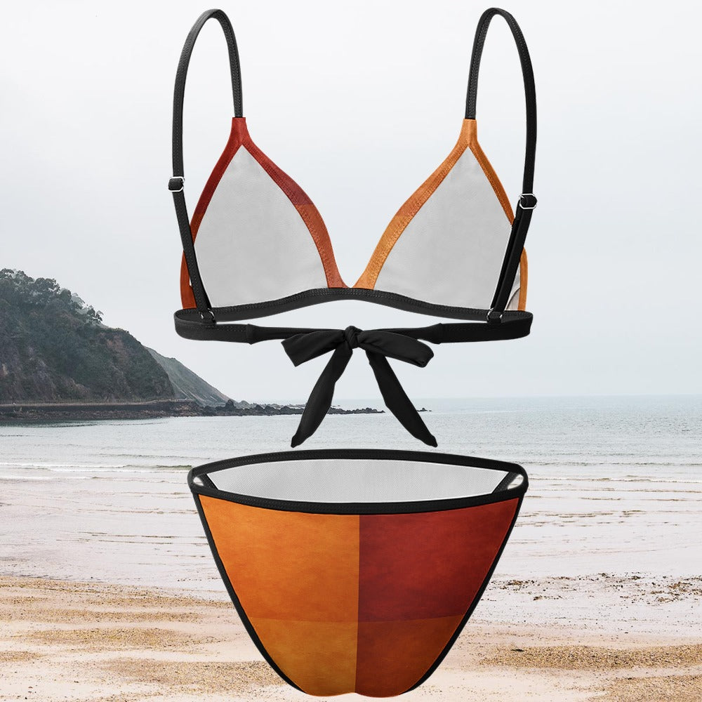 Women's Sunset Colorblock Triangle Bikini Set Two Piece Swimsuit
