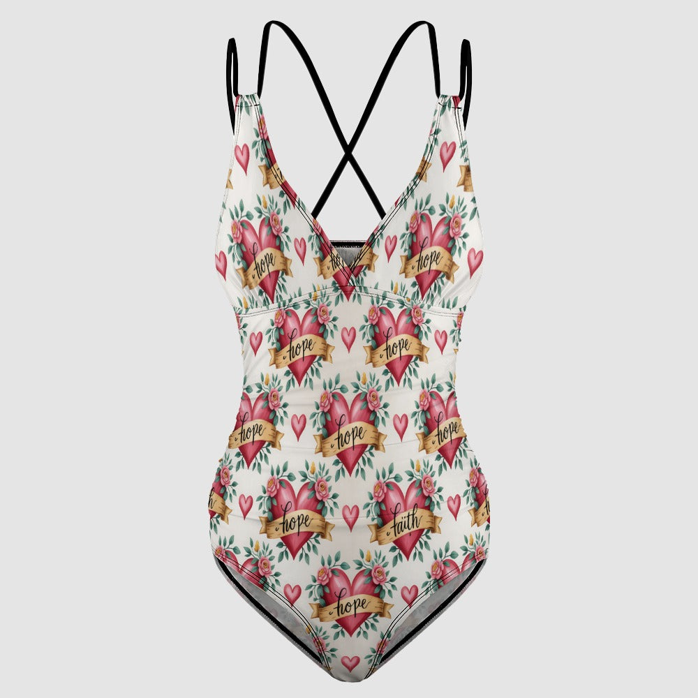Faith Hope Heart One-Piece Swimwear