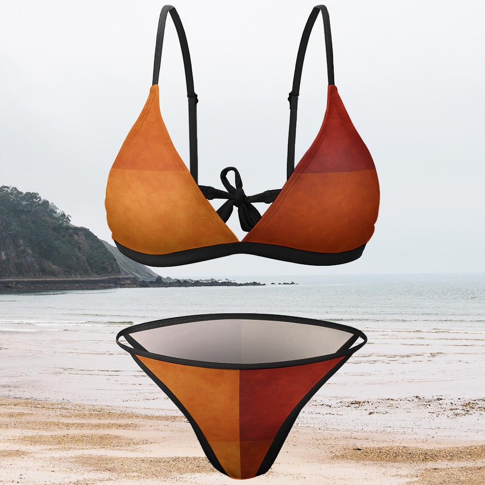 Women's Sunset Colorblock Triangle Bikini Set Two Piece Swimsuit