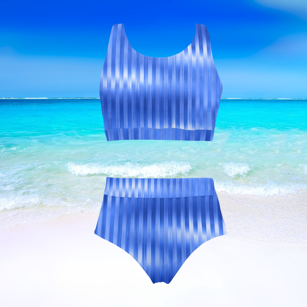 Light Blue Striped Bikini Set Stylish Comfortable Swimwear