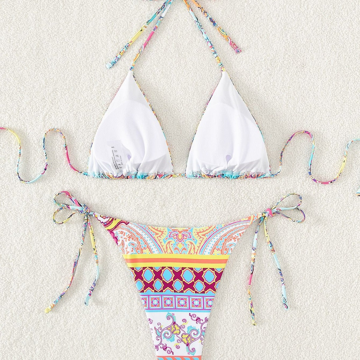 Three Point Split Bikini Swimsuit Backless Print Swimwear