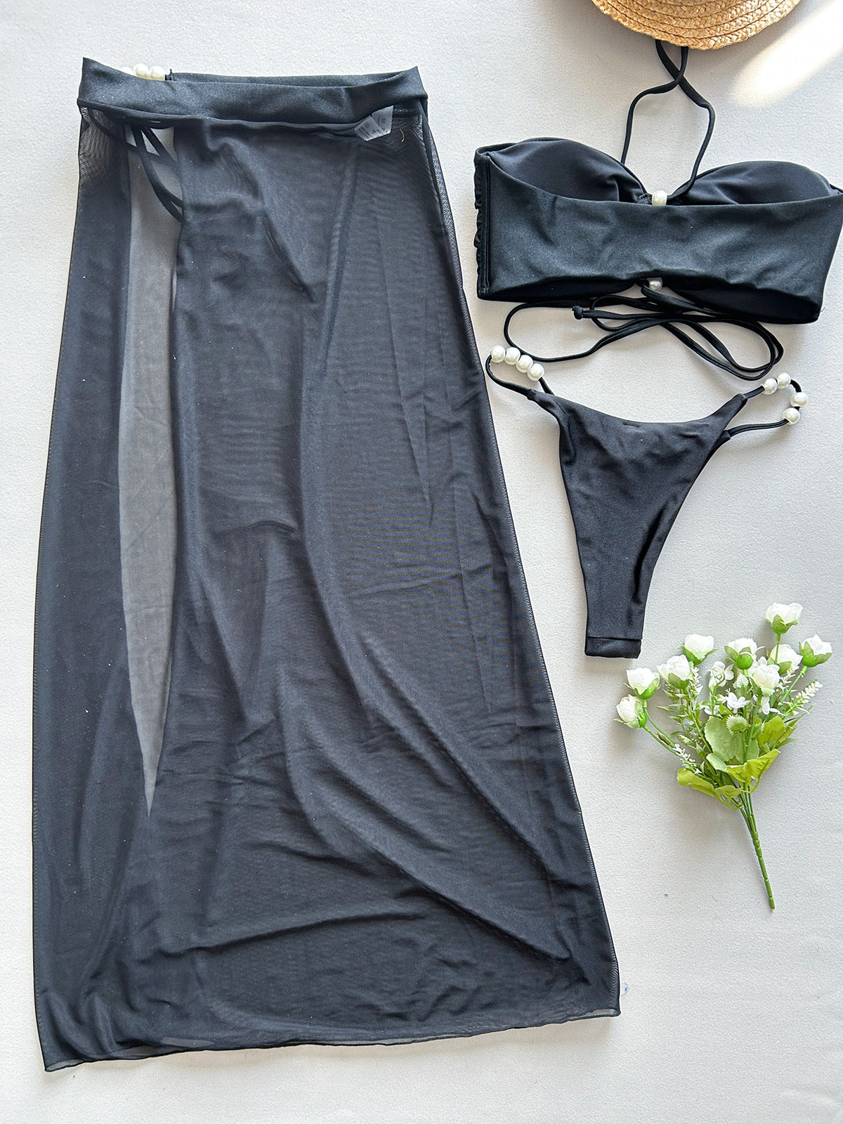 Women's Three Piece Split Bikini Swimsuit Set for Summer Beach