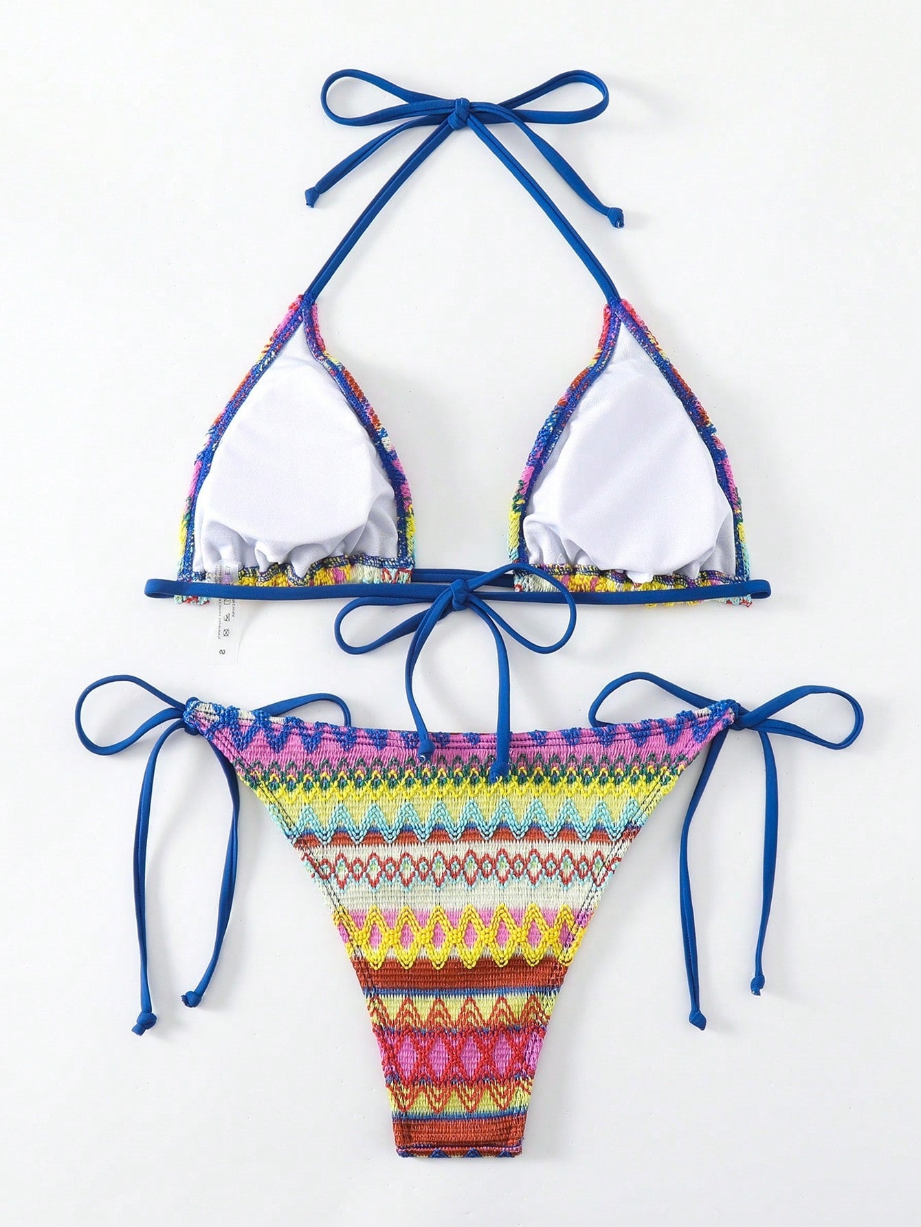 Woven Geometric Abstract Knotted Bikini Swimsuit for Women
