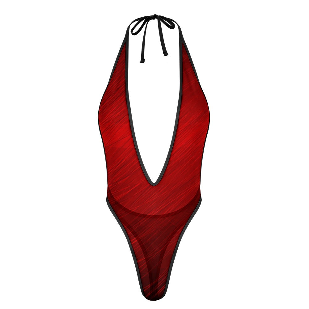 Women's Cool Red Filament One-Piece Swimwear