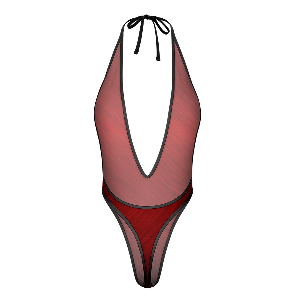 Women's Cool Red Filament One-Piece Swimwear